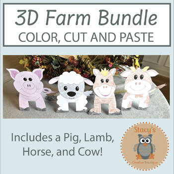 Preview of Farm Animals Art Activities Bundle - Farm Animal Activities - Farm Animal Craft