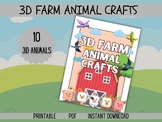 3D Farm Animal Crafts, Printable Preschool Activities, Spring DIY