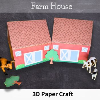 Preview of 3D Farmhouse Craft Activity. Art Project