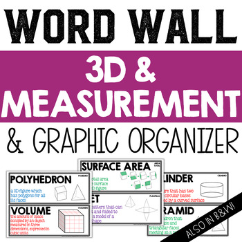 Preview of 3D Figures and Measurement Vocabulary Word Wall and Graphic Organizer Geometry