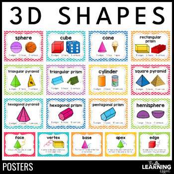 Preview of 3D Shapes Attributes Posters | Geometry Vocabulary Anchor Charts