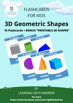 Preview of 3D Geometric Shapes - Flashcards +PRINTABLE 3D SHAPES by Learning With Andrew