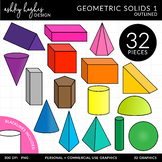 3D Geometric Solids Clipart - Outlined 