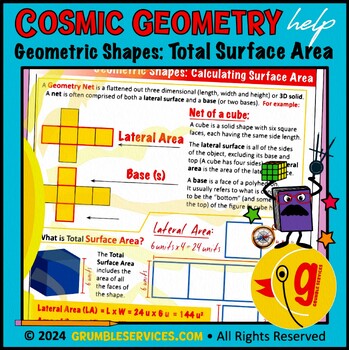 Preview of 3D Geometric Solids & Nets: Calculating Surface Area of Cubes, Prisms & Pyramids