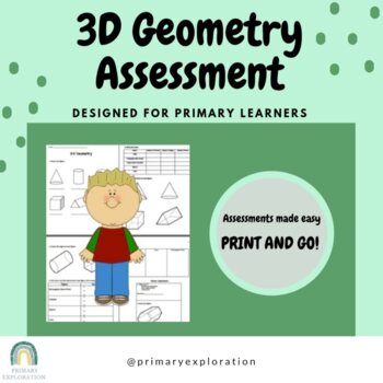 Preview of 3D Geometry Assessment - Primary, Grade 1, 2, 3 Ontario Curriculum & Answer Key