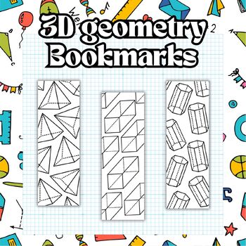 Preview of 3D Geometry Coloring Bookmarks - bookmarks to color - Library Skills
