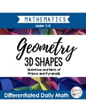 3D Geometry: Differentiated Daily Math for Grade 3-6 in Ontario