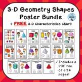 3D Geometry Shapes Posters + $$ FREE $$ Activities!!!