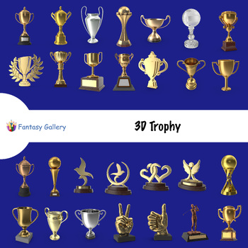 Preview of 3D Golden Trophy PNG