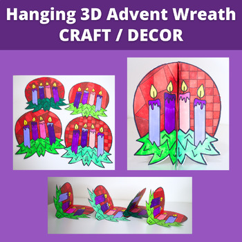 Preview of 3D Hanging Advent Wreath Craft | Perfect for Catholic Christmas Coloring