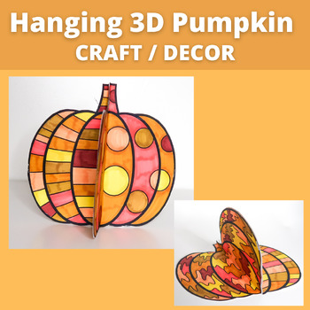 Preview of 3D Hanging Pumpkin Craft | Perfect for Fall and Halloween | Coloring Pages