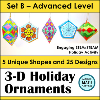 Preview of 3D Holiday Ornament Craft STEM & STEAM Activity - Set B Advanced Level