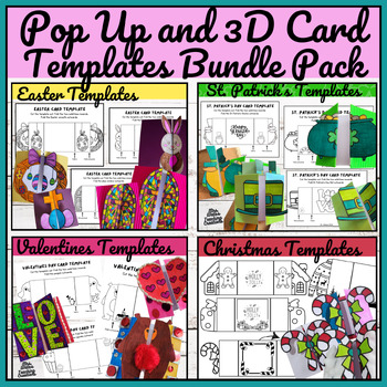 Preview of Holidays & Special Occasions 3D Pop Up Card Craftivity Templates BUNDLE