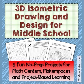 Preview of 3D Isometric Drawing and Design for Middle School