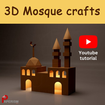 Preview of 3D Mosque Model, PRINTABLE Ramadan Crafts, mosque lantern pattern, EID Crafts