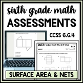 6th Grade Surface Area of Nets Quiz, Rectangular & Triangu