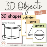 3D Objects / 3D Shapes Posters | Groovy PASTELS | Muted Ra
