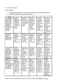 Preview of 3D Objects and 2D Shapes Test Assessment Criteria ACARA Year 3 4 and 5 Australia