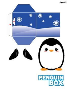 3D Paper Christmas Crafts | Cube Penguin Box | Paper Toy Printable Template