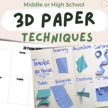 Preview of 3D Paper Craft Techniques Worksheet | Art Practice | Skills Handout & Video  