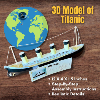 Preview of 3D Paper Model of HMS TITANIC Ship w/Stand *Detailed* w/Instructions