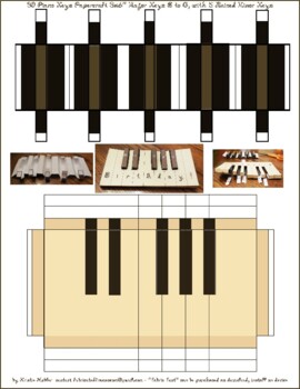 Preview of 3D Piano Keys B to C Major 5 Minor Key 3x6 Music Papercraft