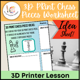 3D Print Chess Set Collaboration - Idea Worksheet and Lesson Plan