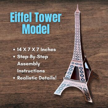 Preview of 3D Printable Paper EIFFEL TOWER Model - France French Diorama w/Instructions!