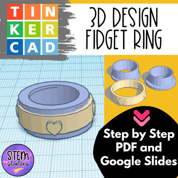 Preview of 3D Printed Fidget Spinner Ring Tinkercad Step by Step for students