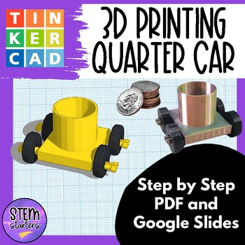 Preview of 3D Printing Tinkercad Quarter Car Lesson Plan Force and Motion, Friction