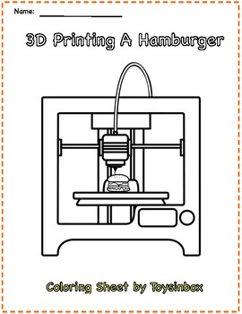 Preview of 3D Printing a Hamburger - Toysinbox 3D Printing (Coloring Sheet)