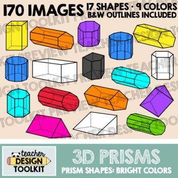 D Shapes Clip Art Prisms Bundle Colors Math Geometry Clip Art