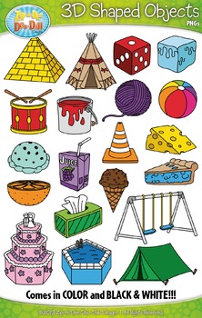Preview of 3D Real World Shaped Objects Clipart {Zip-A-Dee-Doo-Dah Designs}