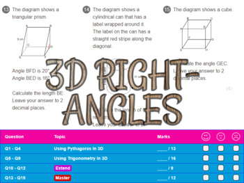 Preview of 3D Right-Angles Worksheet + Answers (For Confident Students)