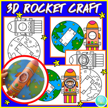 Preview of 3D Rocket Ship Craft Astronaut Earth Outer Space Bulletin Board Classroom Decor