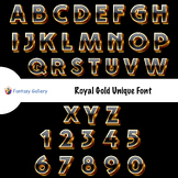 3D Royal Gold Unique alphabet and numbers