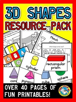 Preview of 3D SHAPE WORKSHEETS ACTIVITY 1ST GRADE KINDERGARTEN MATH NO PREP PACKET MAY