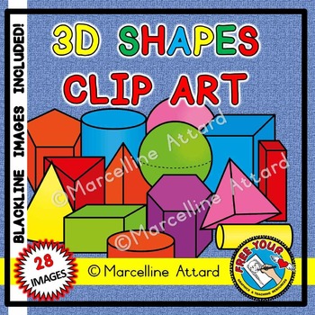 Preview of 3D SHAPES CLIPART MATH SOLID FIGURES FOR GEOMETRY WORKSHEETS AND ACTIVITIES