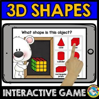 Preview of REAL LIFE 3D SHAPES RECOGNITION MATH BOOM CARDS KINDERGARTEN 1ST GRADE GAME TASK