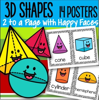 Preview of 3D SHAPES Posters 14 Large Flashcards 2 to a Page