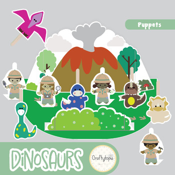 Preview of Dinosaurs 3D Volcano Scene - Puppets, Props