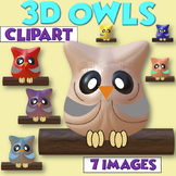3D Sculpted OWLS Clipart | FALL