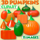 3D Sculpted PUMPKINS Clipart | FALL | CUBE | SQUARE