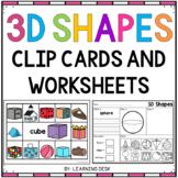 3D Shapes Worksheets and Clip Cards Activity Kindergarten 