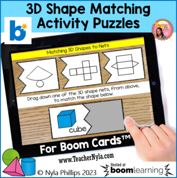 Preview of 3D Shape Digital Matching Activity Puzzle for Boom Cards™