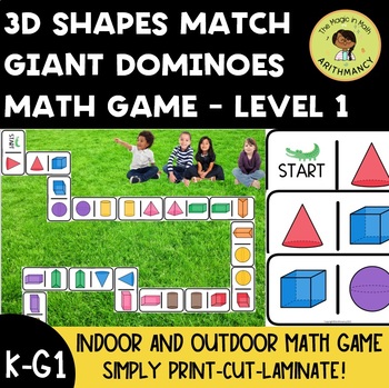 Preview of 3D Shape Dominoes Game Whole Class Activity Review Morning Work Outdoor