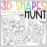 3D Shape Hunt No Prep Worksheets - Sphere, Cube, Cylinder, Cone