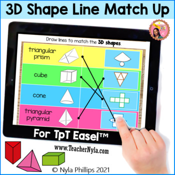 Preview of 3D Shape Line Match Up Activity for Easel