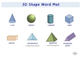 3D Shape Maths Word Mat for Maths Vocabulary