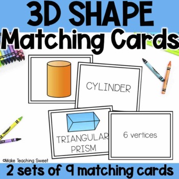 Preview of 3D Shapes Matching Cards - Memory Math Center Game